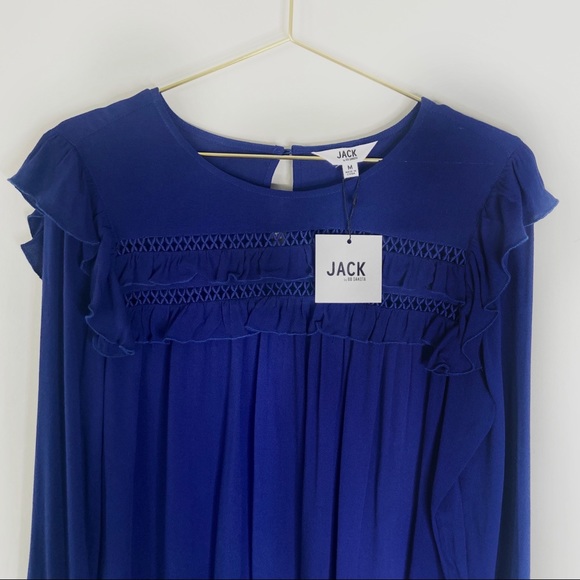 Jack by BB Dakota Revolve Blue Hi-Low Ruffle Top - Picture 5 of 9